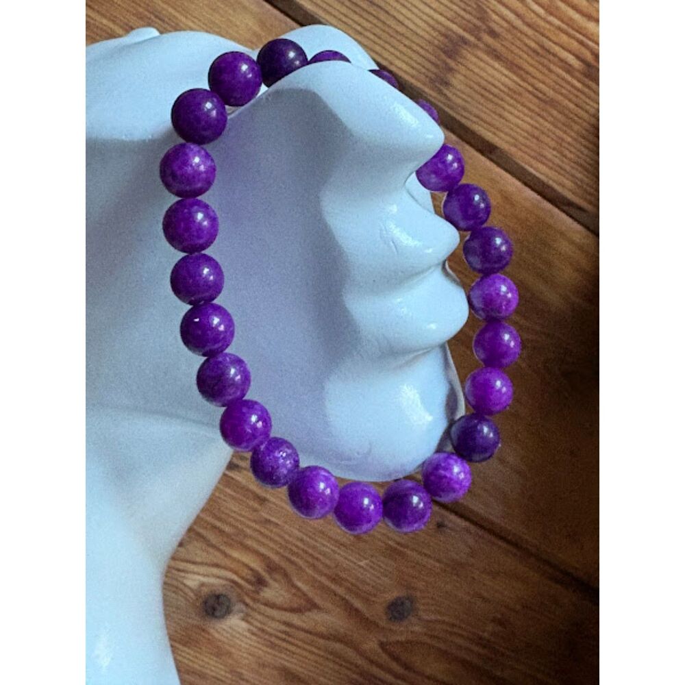 Lavender-Purple 8mm Glass Bead Bracelet